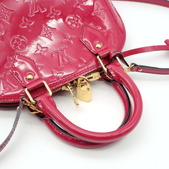 100% Authentic Louis Vuitton Alma BB Vernis Fuchsia Crossbody Bag - Picture 8 of 16